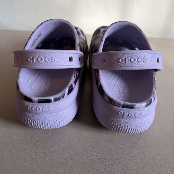 Kids Crocs Classic Animal Cutie Girls Purple Leopard Platform Clog Size J5 - Picture 9 of 16